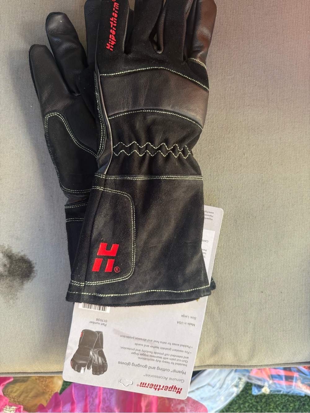 Hyperthrem Black Leather Welding Gloves with Red Logo